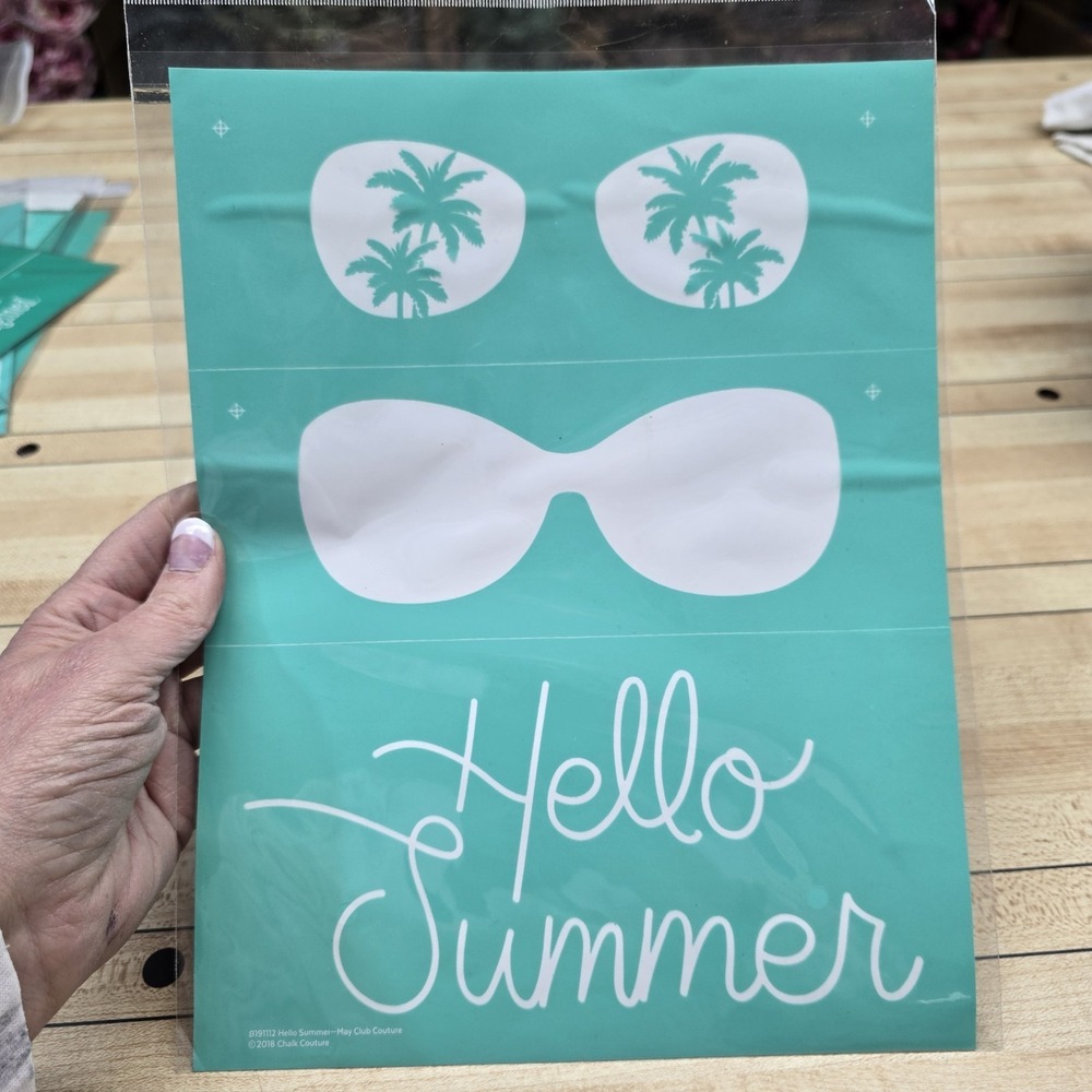 "Hello‎ Summer" Chalk Couture Transfer Stencil Sz B RETIRED 8.5x11" DIY Crafting